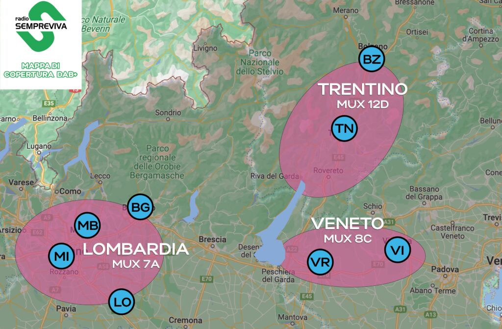 Mappa di copertura DAB+ Radio Sempreviva